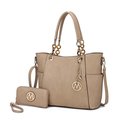 Mkf Collection By Mia K MKF Collection by Mia K MKF-X3337NTP Bonita Checker Tote & Wallet Set; Beige MKF-X3337NTP